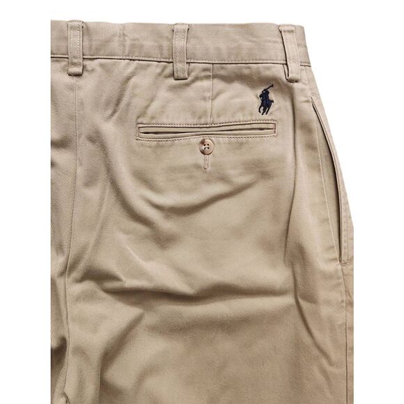 Polo Ralph Lauren Khaki pants Pleated tan Men's 34x29* Measured Pony Logo Ethan - Picture 6 of 9